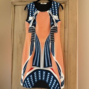 Aryeh Vibrant Orange and Blue Mini Dress